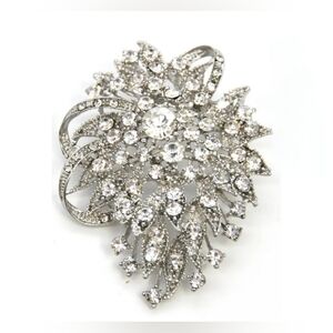 NEW BELAGIO RHINESTONE METAL BROOCH - CASCADE DESIGN 3"